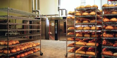 Carts Full of Bread at Bakery